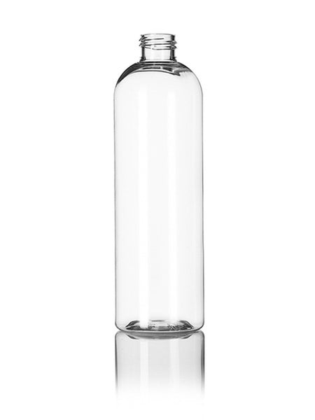 Clear Pet Plastic Bottle - Cosmo 120 ml (4 oz) - 24/410 Neck - with Black Plastic Threaded Cap and Induction Seal - Pack